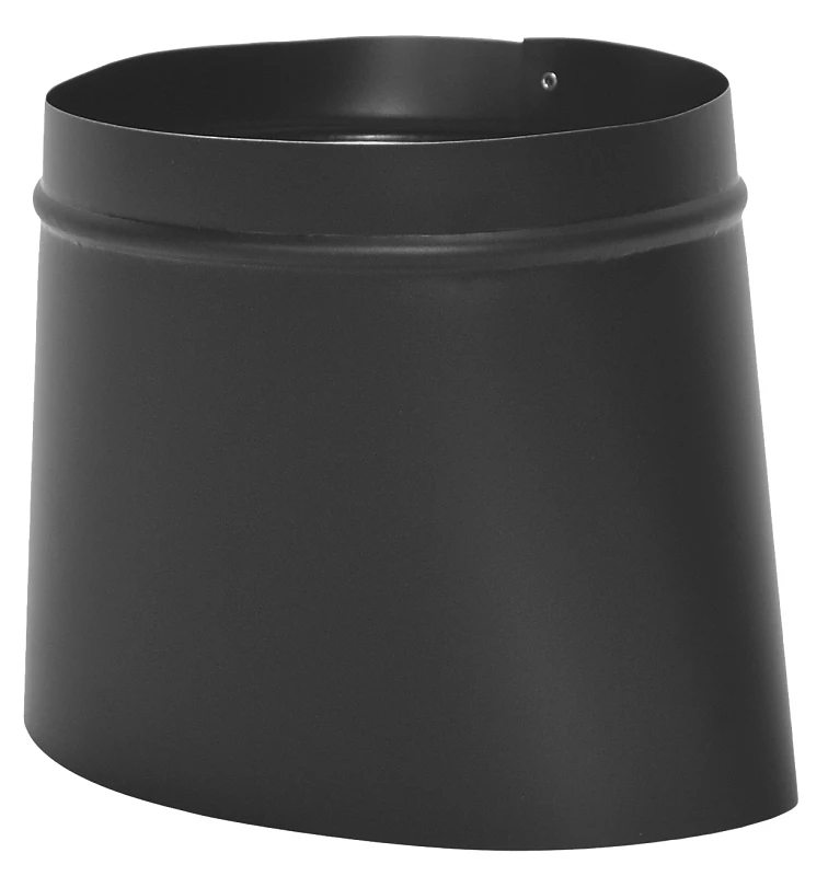 Black Stove Pipe Oval-To-Round Connector, 24 Gauge, 6 In.