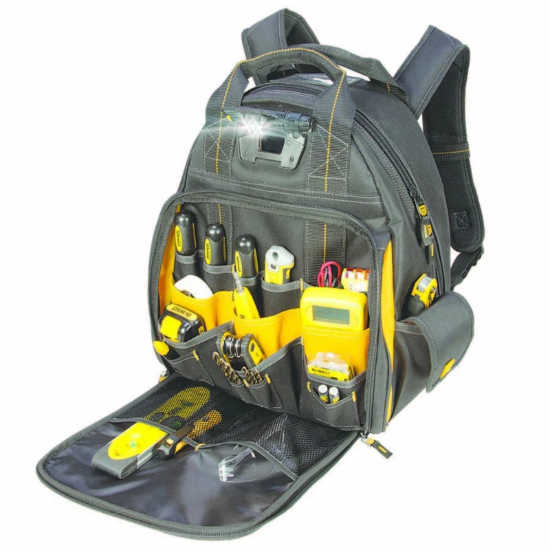 Tool Backpack Bag, LED Light, 57-Pocket