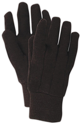 Cotton Jersey Gloves, Brown, Men's L, 6-Pk.