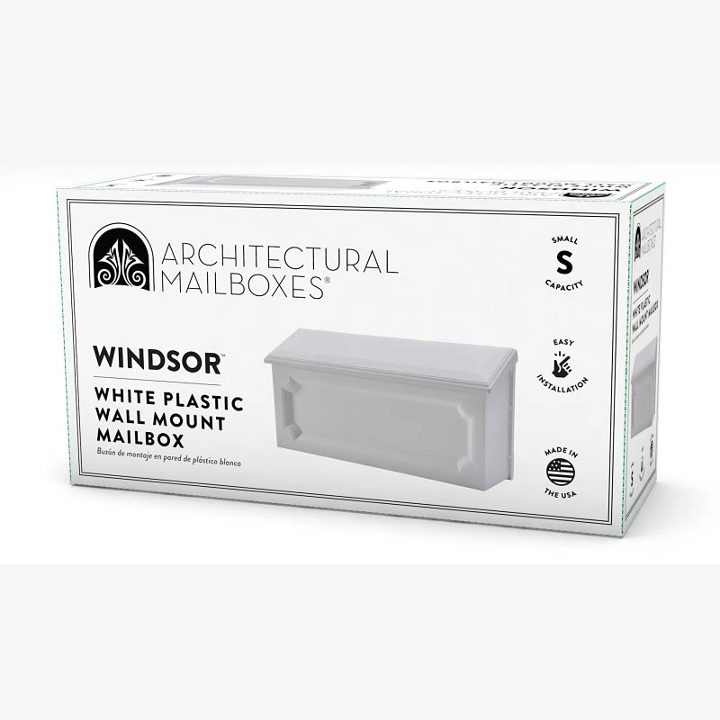 Windsor Wall-Mount Mailbox, White Poly