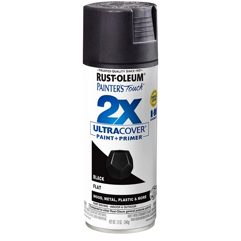 Painter's Touch 2X Spray Paint, Flat Black, 12-oz.