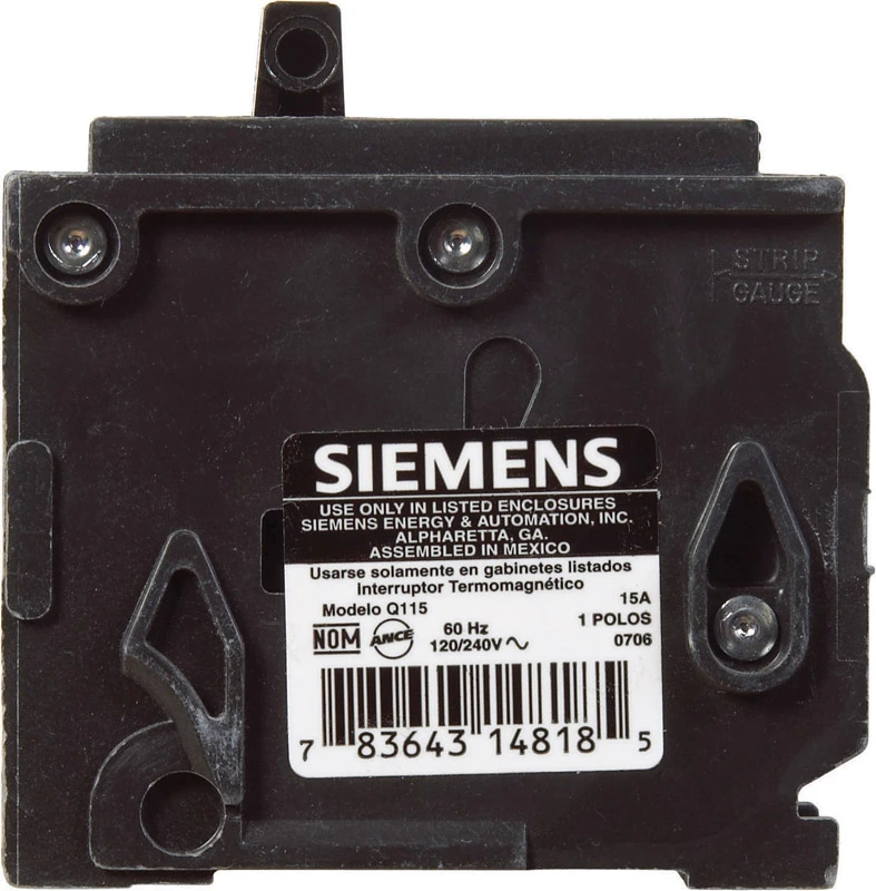 Circuit Breaker, Single Pole, 120-Volt, 15A