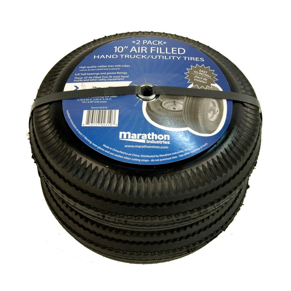 UtilityTire + Wheel Assembly, Pneumatic, 4.10/3.50-4, 2-Pk.