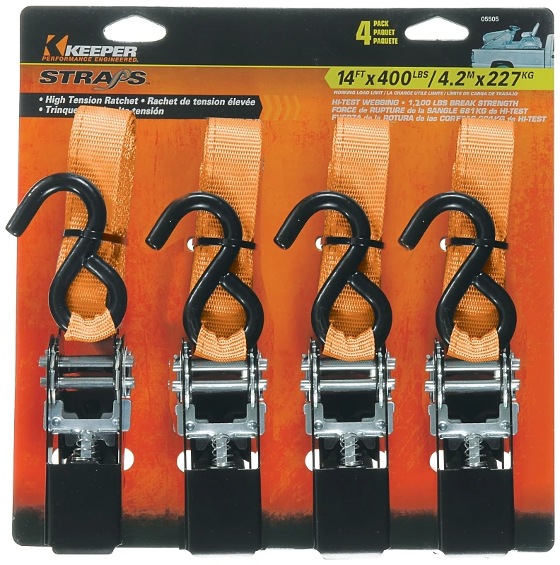 Performance Engineer Ratchet Tie Down, 14 Ft., 4-Pk.