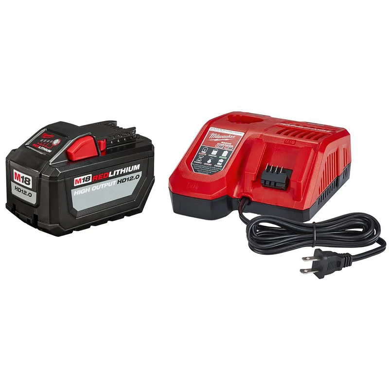 M18 Red Lithium Battery Pack & Rapid Charger, 12.0Ah, 18-Volt