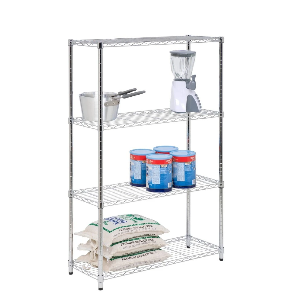 Shelving Unit, Chrome Steel, 4-Tier, 36 x 14 x 54-In.