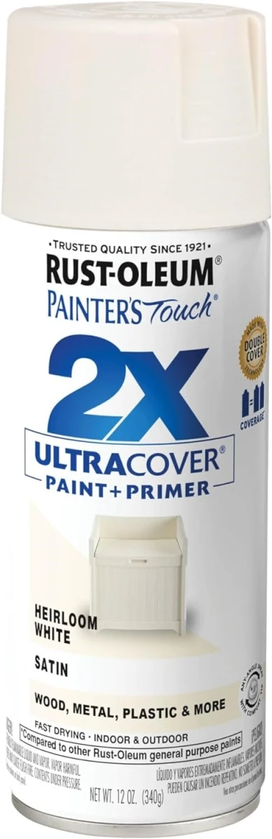 Painter's Touch 2X Spray Paint, Satin Heirloom White, 12-oz.