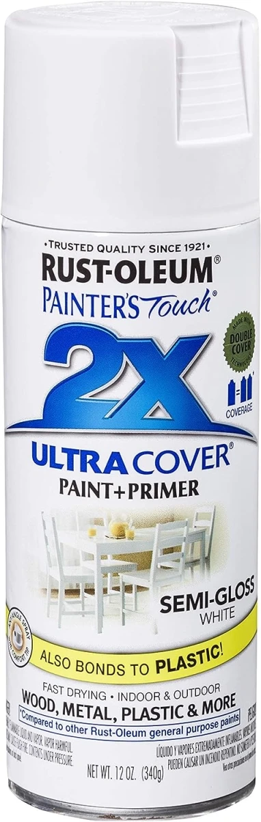 Painter's Touch 2X Spray Paint, Semi-Gloss White, 12-oz.