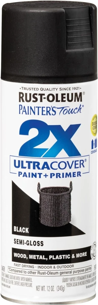 Painter's Touch 2X Spray Paint, Semi-Gloss Black, 12-oz.