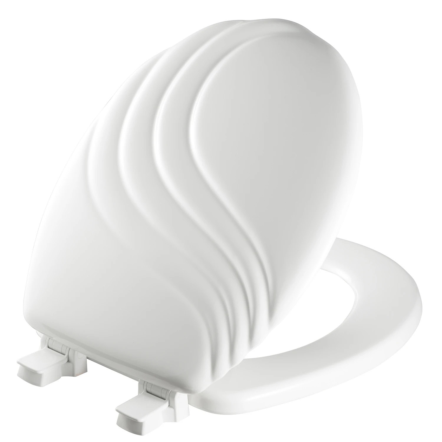 Round Molded Wood Toilet Seat with Easy-Clean & Change Hinge, Swirl Design