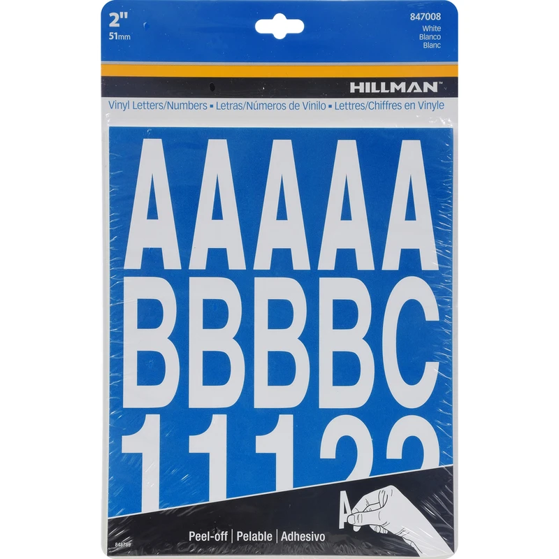 Adhesive House Letter & Number Pack, White Vinyl, 2-In.
