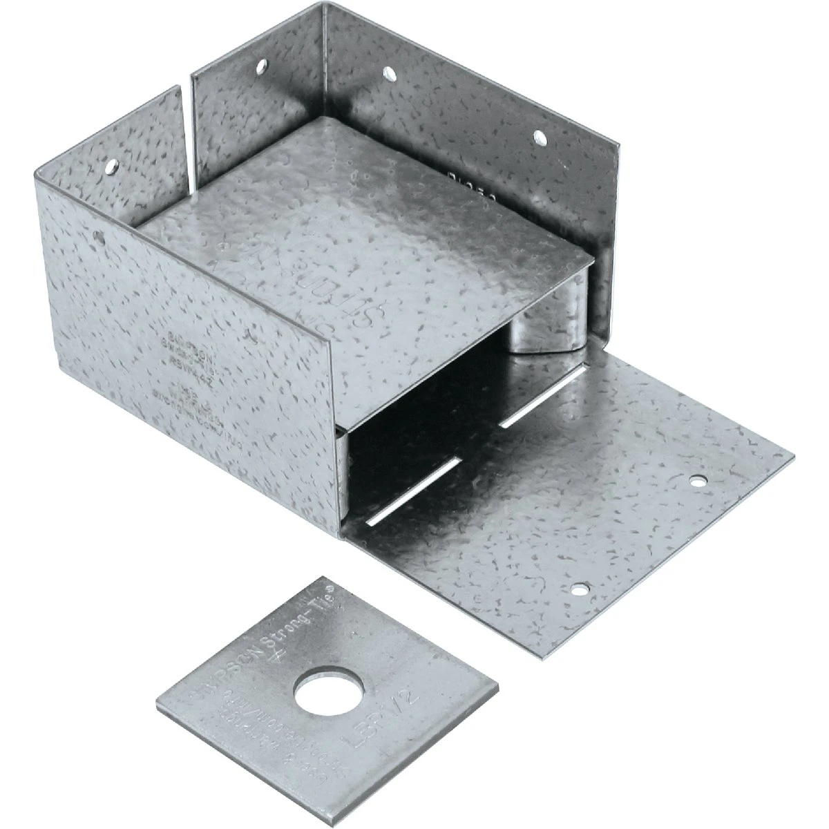 Adjustable Post Base, 1 In. Stand Off Ht.,16-Gauge Steel, 4 x 4 In.