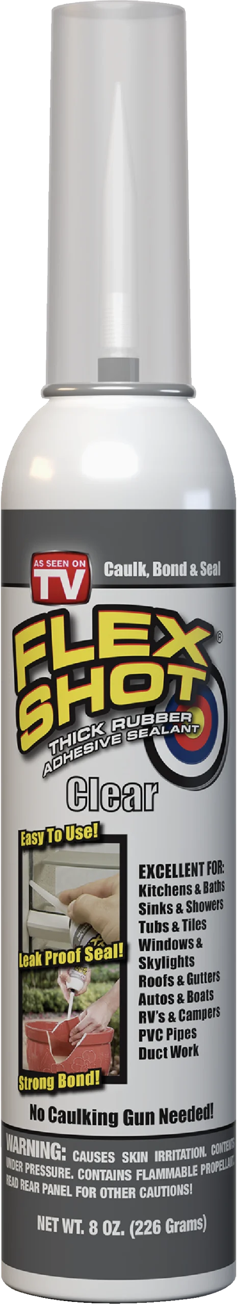 FLEX SHOT Caulking Rubber Sealant, Clear, 8-oz.