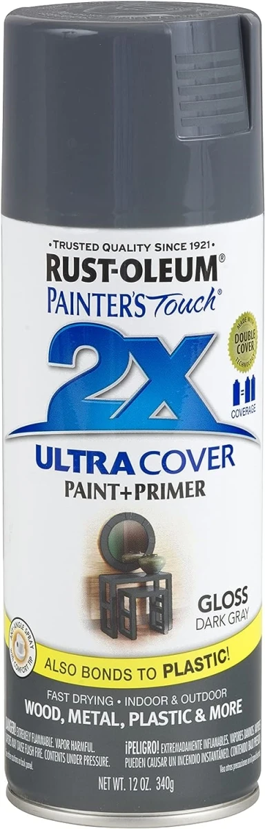 Painter's Touch 2X Spray Paint, Gloss Dark Gray, 12-oz.