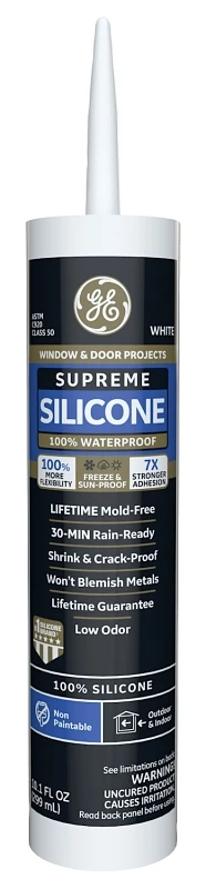 Supreme Silicone Window & Door Sealant, White, 10.1-oz.