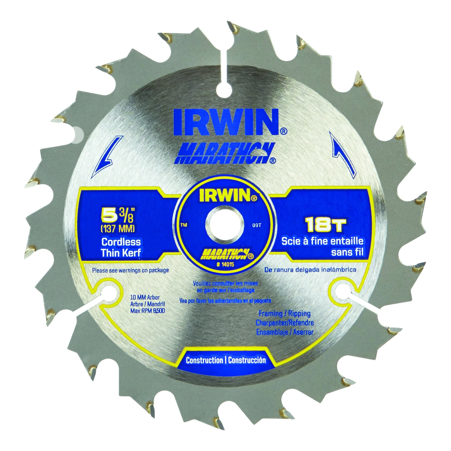 Marathon Circular Saw Blade, Carbide-Tipped, 18-Tooth x 5-3/8 In.