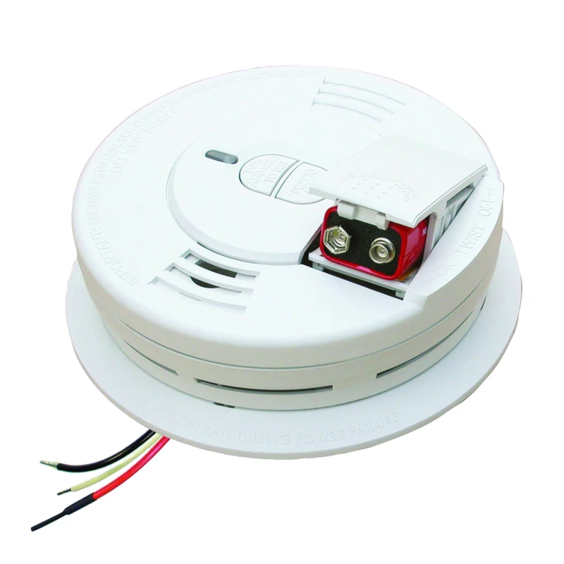 Hardwired Smoke Detector With 9v Battery Backup, Ionization Sensor, And Test/hush Feature