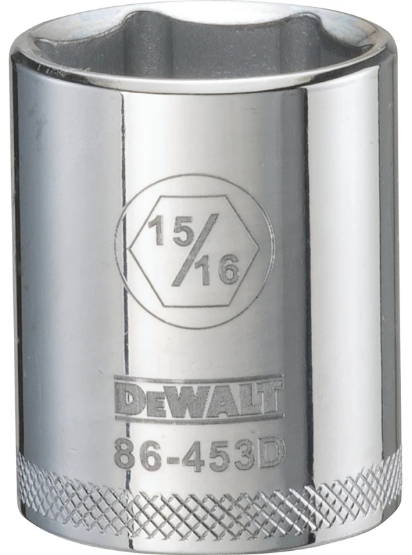 SAE Socket, Shallow, 6-Point, 15/16 In., 1/2 In. Drive