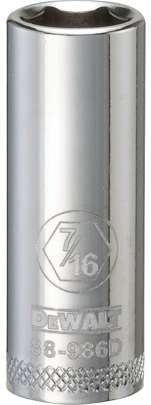 SAE Socket, Deep, 6-Point, 7/16 In., 3/8 In. Drive