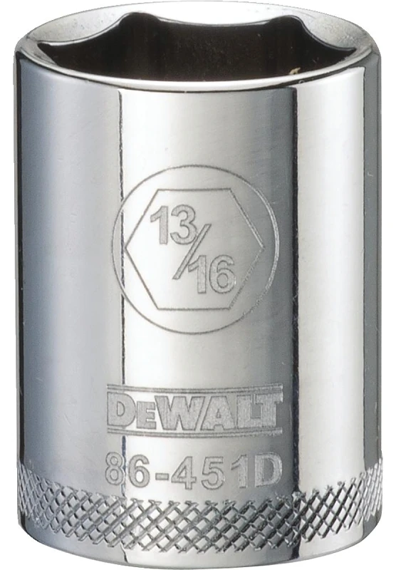 SAE Socket, Shallow, 6-Point, 13/16 In., 1/2 In. Drive