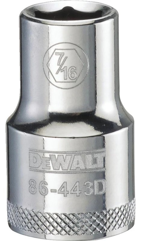 SAE Socket, Shallow, 6-Point, 7/16 In., 1/2 In. Drive