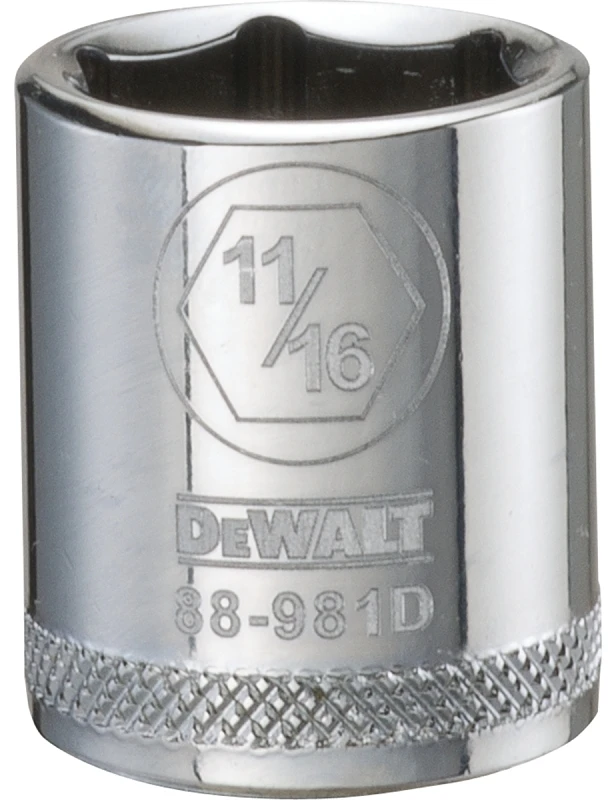 SAE Socket, Shallow, 6-Point, 11/16 In., 3/8 In. Drive