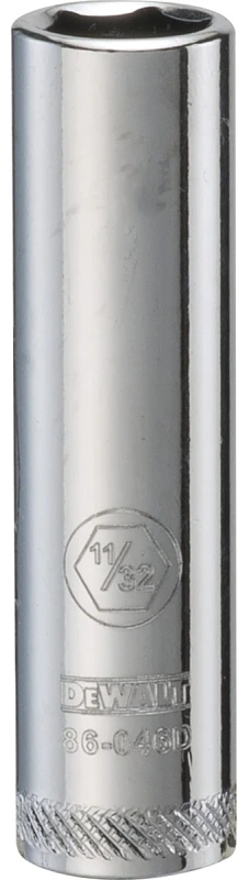SAE Socket, Deep, 6-Point, 11/32 In., 1/4 In. Drive