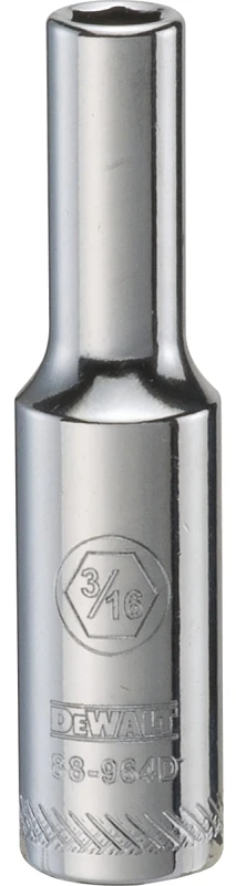 SAE Socket, Deep, 6-Point, 3/16 In., 1/4 In. Drive