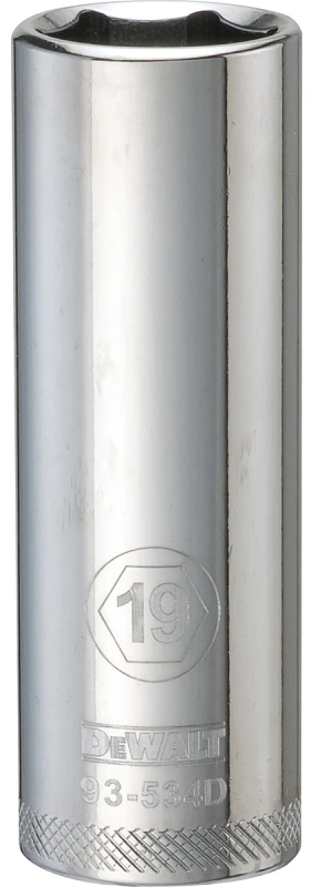 Metric Deep Socket, 6-Point, 1/2 In. Drive, 19mm