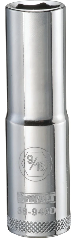 SAE Deep Socket, 6-Point, 1/2 In. Drive, 9/16 In.