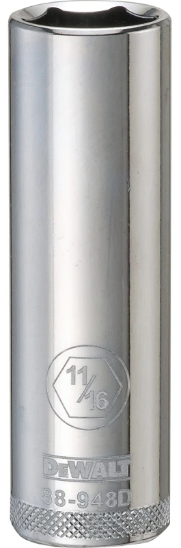SAE Deep Socket, 6-Point, 1/2 In. Drive, 11/16 In.