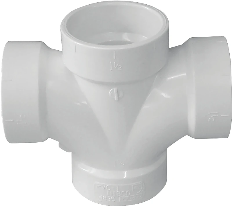 3 Inch Pvc Dwv Double Sanitary Tee, Model 192184, White