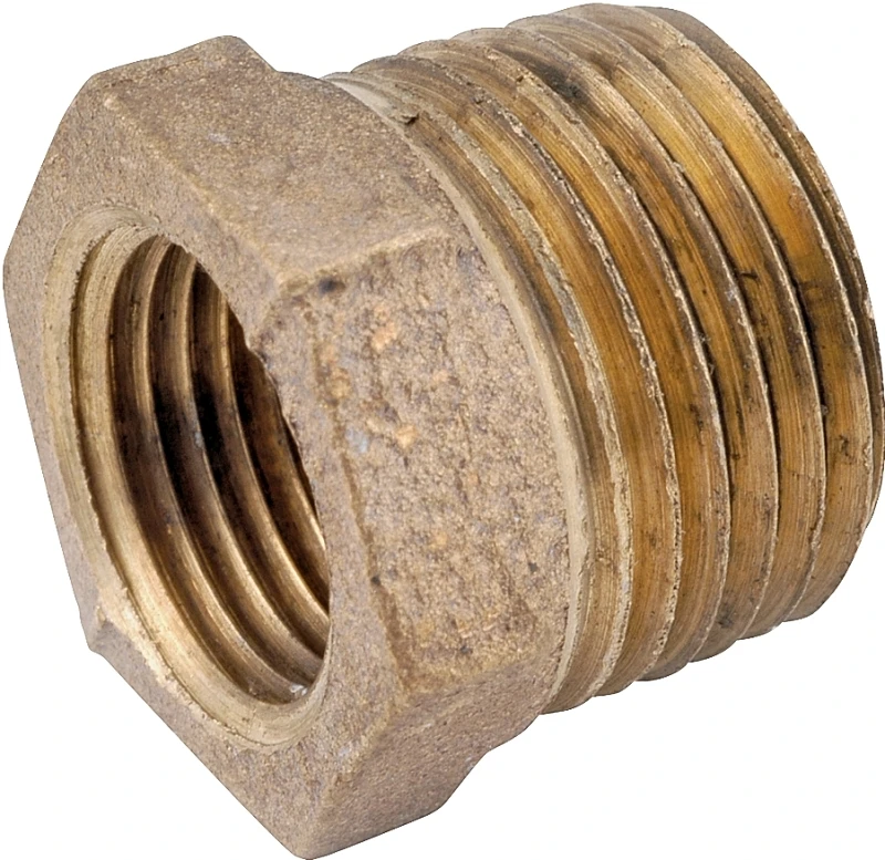 Pipe Fitting, Red Brass Hex Bushing, Lead Free, 1 x 3/4 In.