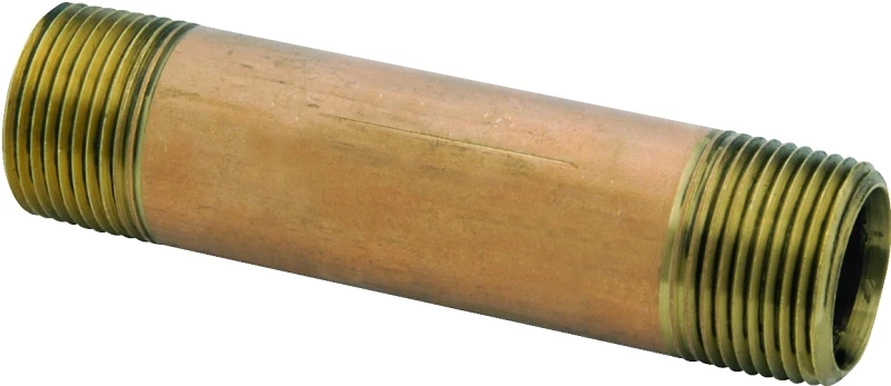 Red Brass Nipple, Lead Free, 3/4 x 1-1/2 In.