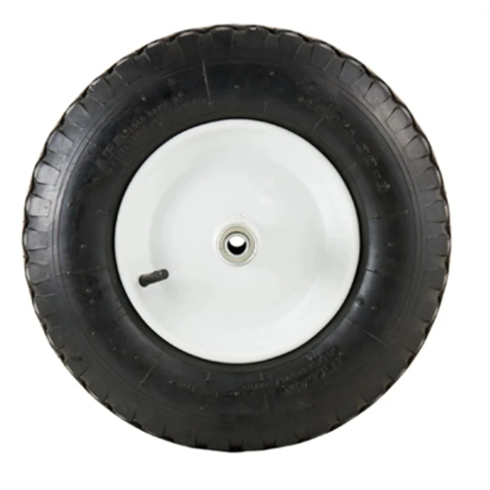 Wheelbarrow Tire + Wheel Assembly, Pneumatic, Knobby Tread, 4.80-8