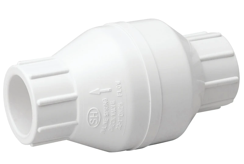 PVC Check Valve, Solvent Weld, White, Schedule 40, 2 In.