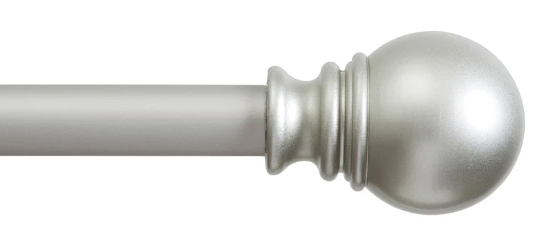 Layla Curtain Rod With Finials, Satin Silver, 30- to 84-In.