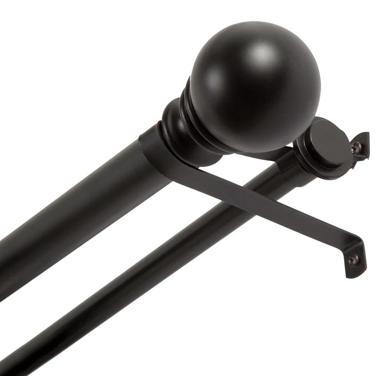 Layla Double Curtain Rod With Finials, Black, 30 to 84-In.