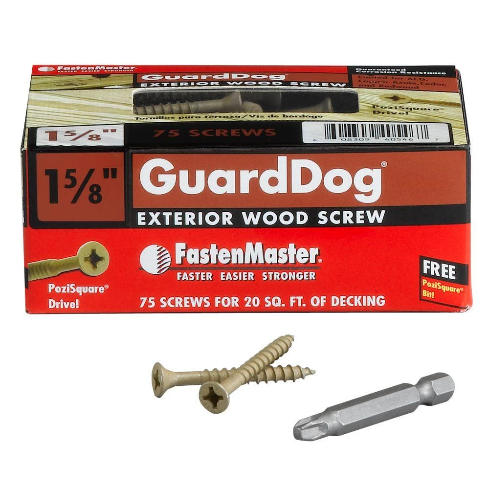 Deck Screws With Bit, Gold, 1-5/8 In., 75-Pk.