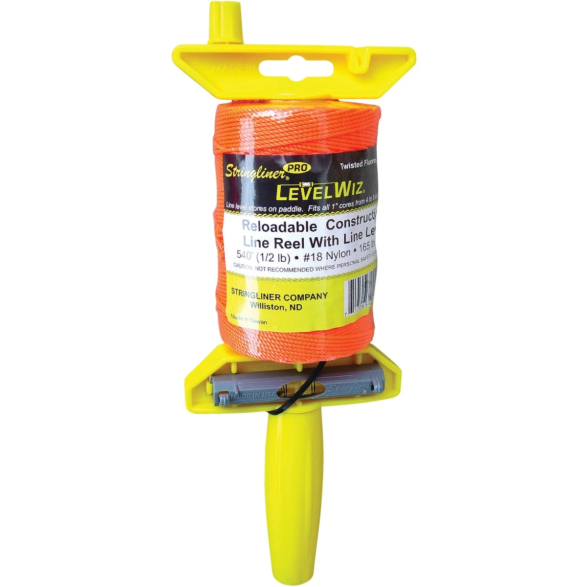 Pro Level Wiz Construction Line Reel With Level, Orange, 540-Ft.