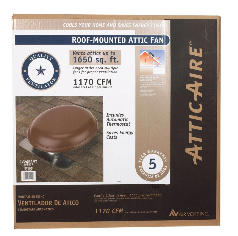 Roof-Mount Power Attic Ventilator, Brown, 1650-Sq. Ft.