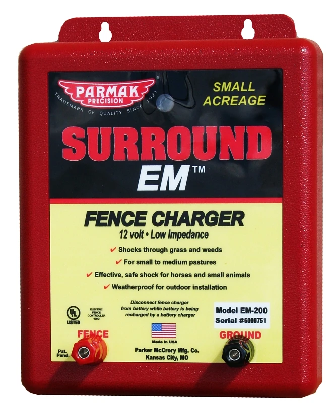 Surround EM Electric Fence Charger, 5-Mile, Low Impedance, Uses 12-Volt Car Battery