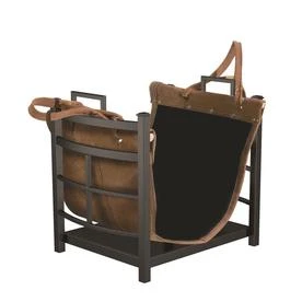 Log Bin With Synthetic Leather Log Carrier