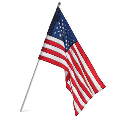 U.S. Flag& Pole Set, Nylon, 2.5 x 4 Ft.
