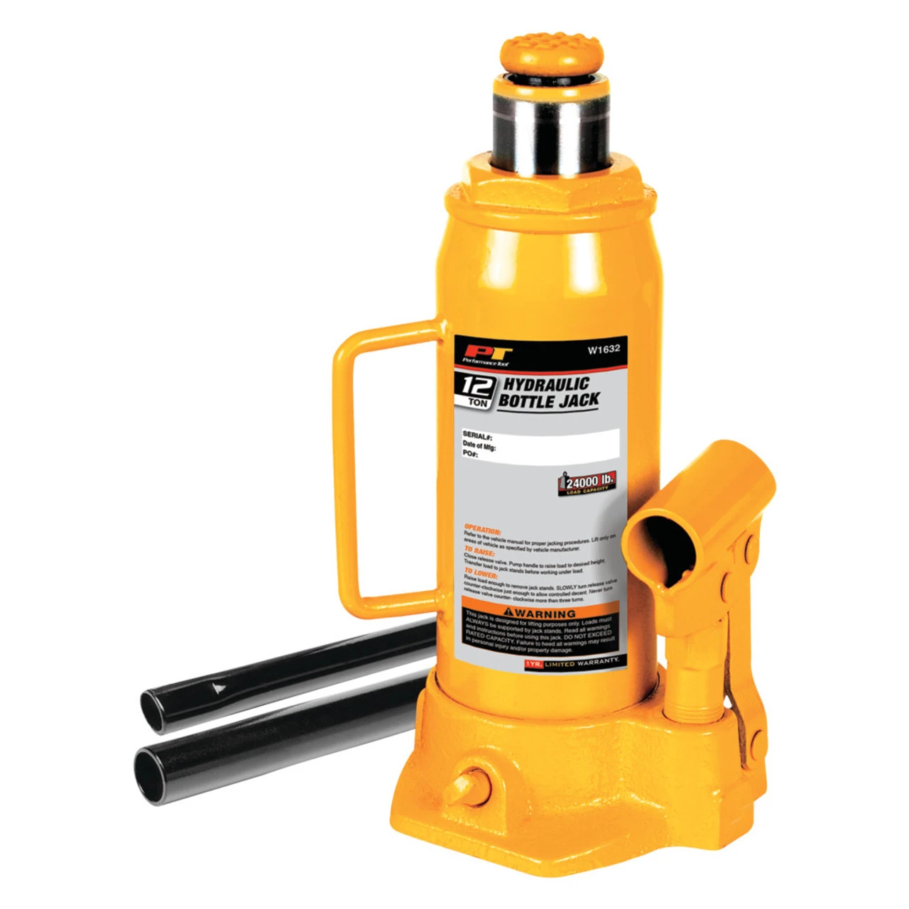 12-Ton Hydraulic Bottle Jack