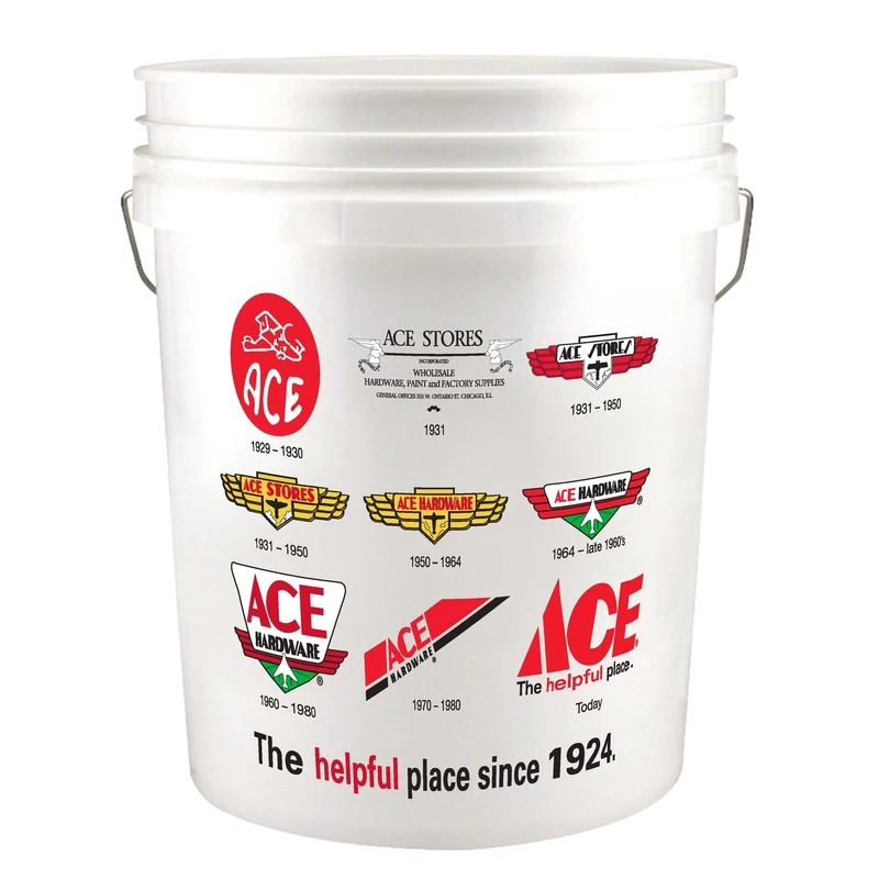 Retro Logo 5 Gallon Bucket - Durable White Plastic Container