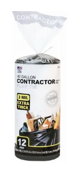 Contractor Trash Bags, 42 Gallons, 12-Ct.
