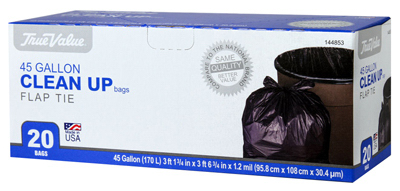 Clean Up Trash Bags, Extra Large, Black, 45 Gallons, 20-Ct.