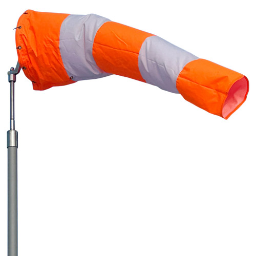 Custom Windsock VAR36144 Orange and White Airport Windsock- 36 in. x 144 in. - FAA Compliant