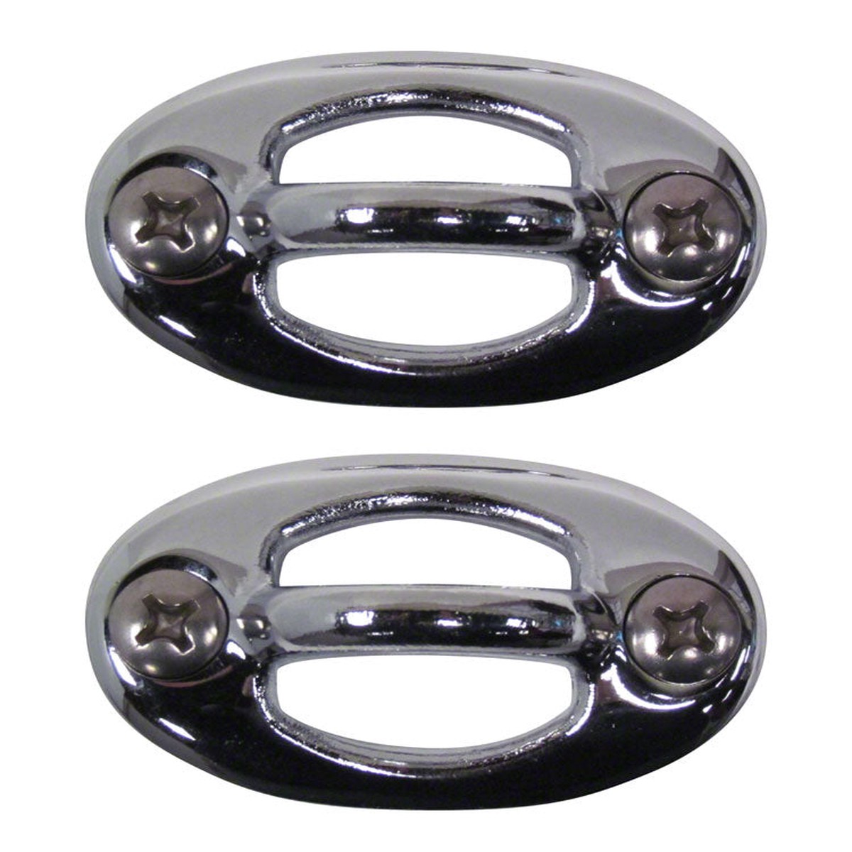 Curved Oval Rope Eyes with Screw - Chrome-Plated Brass - Set of 2